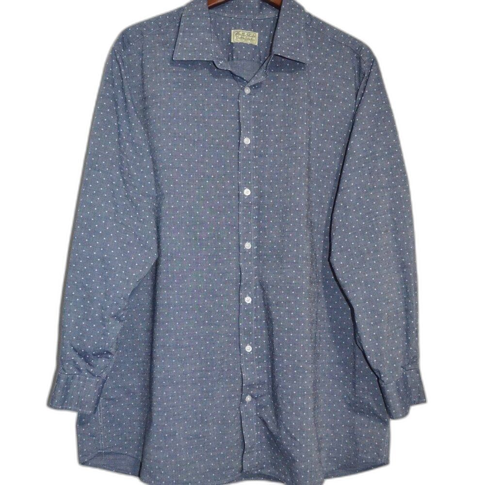 Hamilton Shirts Custom Collection L Blue Long Sleeve Business Formal